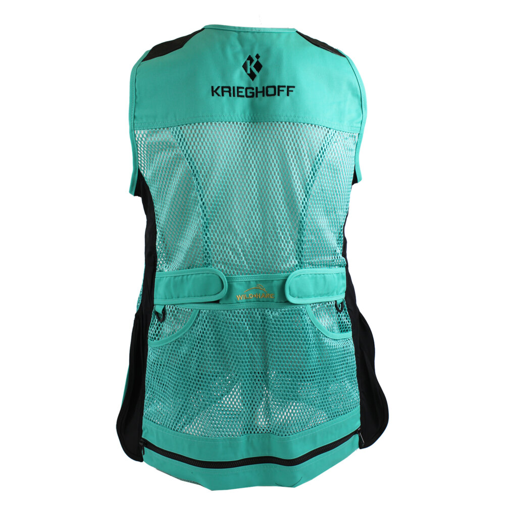 Krieghoff Ladies’ “Perfect Fit” Mesh Vest by Wild Hare – Left Handed, Turquoise/Black